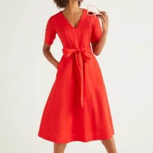 Boden Red Linen Dress